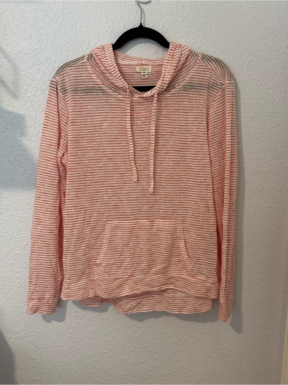 Striped Pink Hooded Pullover Sweatshirt